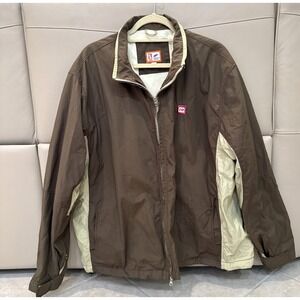 Dunkin Donuts Jacket Unisex 2XL Brown Tan‎ Full Zip Fleece Lined Coat Jacket